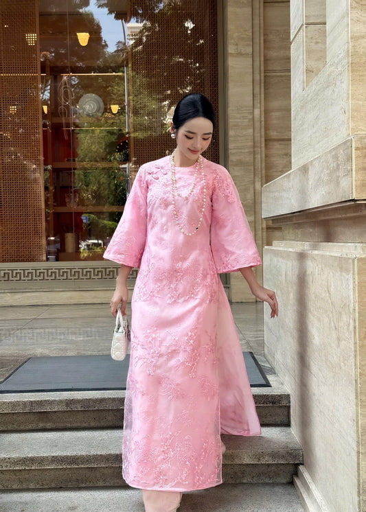 ThuyChi Vietnamese aodai  pink, pants included