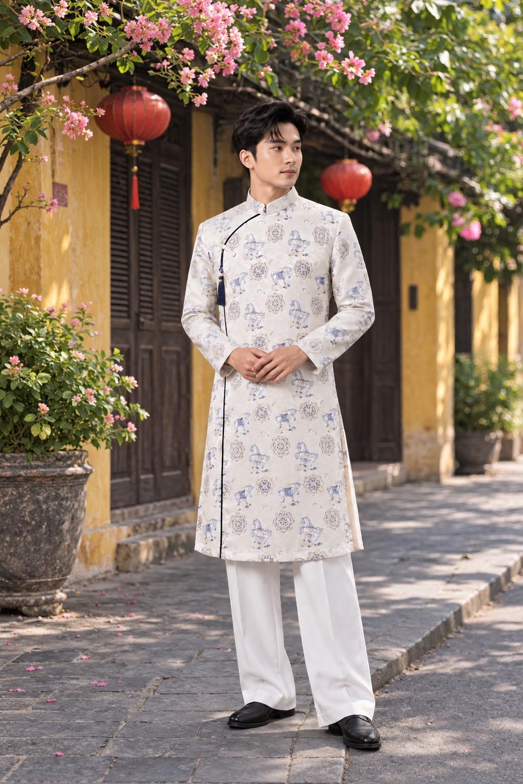 MaDao Men Vietnamese aodai White