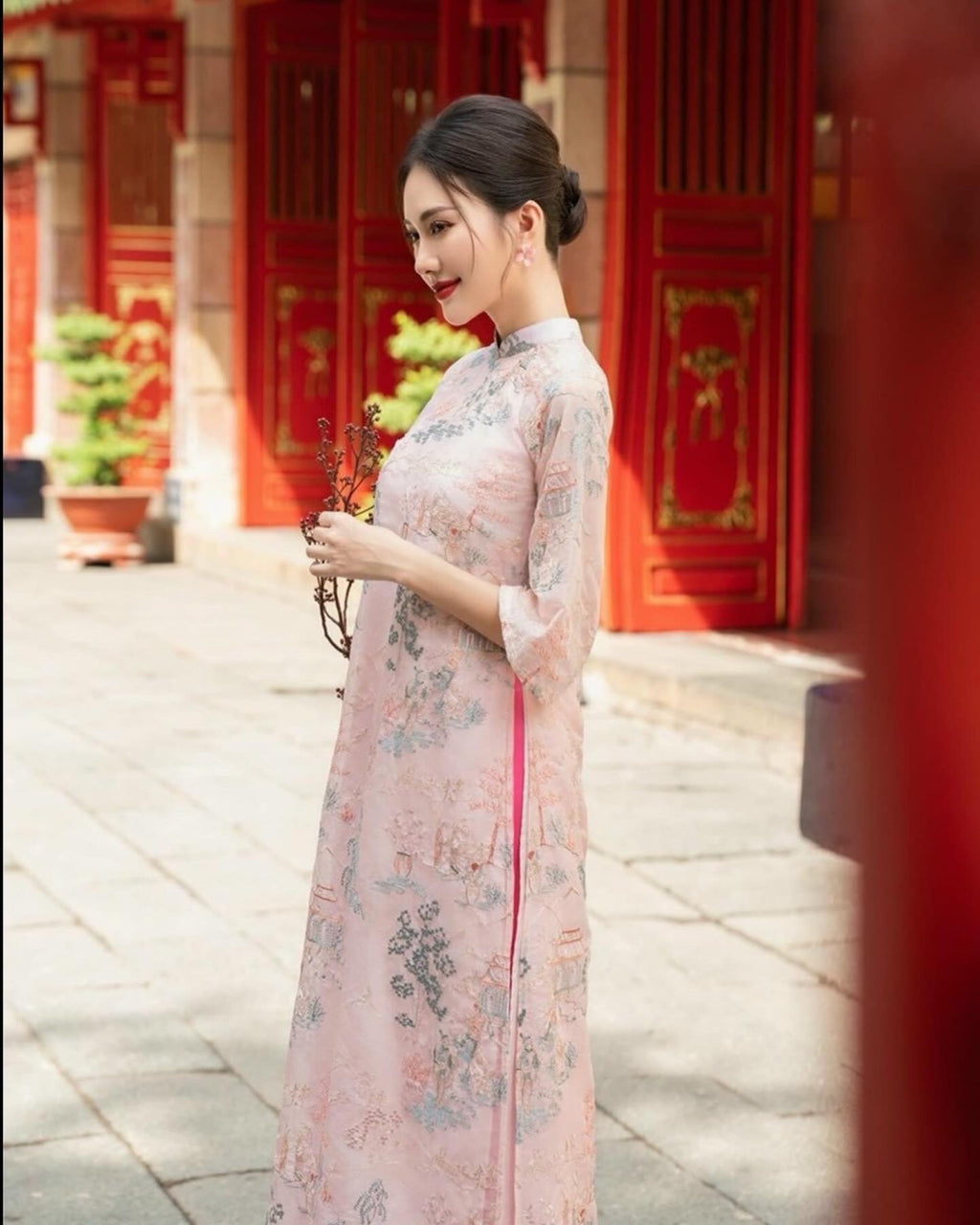 ThuyHan Vietnamese aodai light pink, pants included