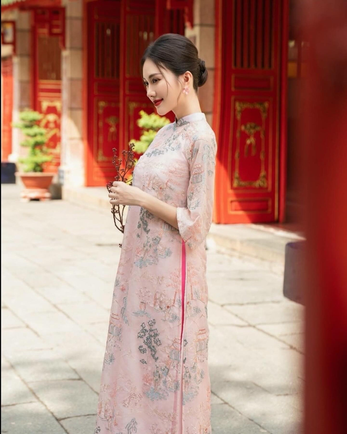 ThuyHan Vietnamese aodai light pink, pants included