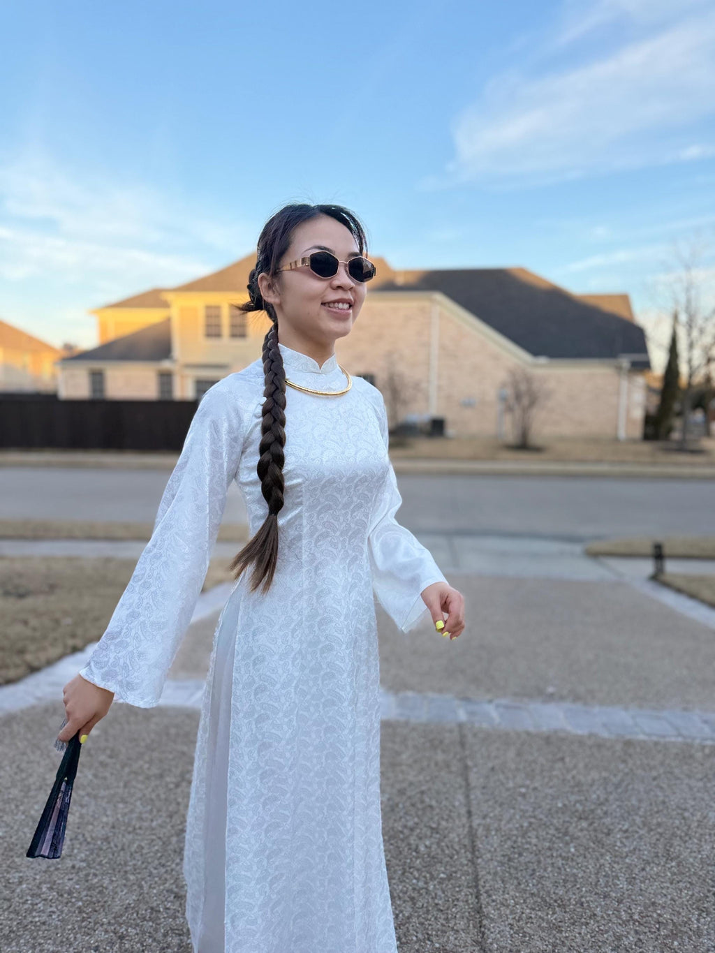 Vietnamese aodai UyenAn red or white ao dai, pants included