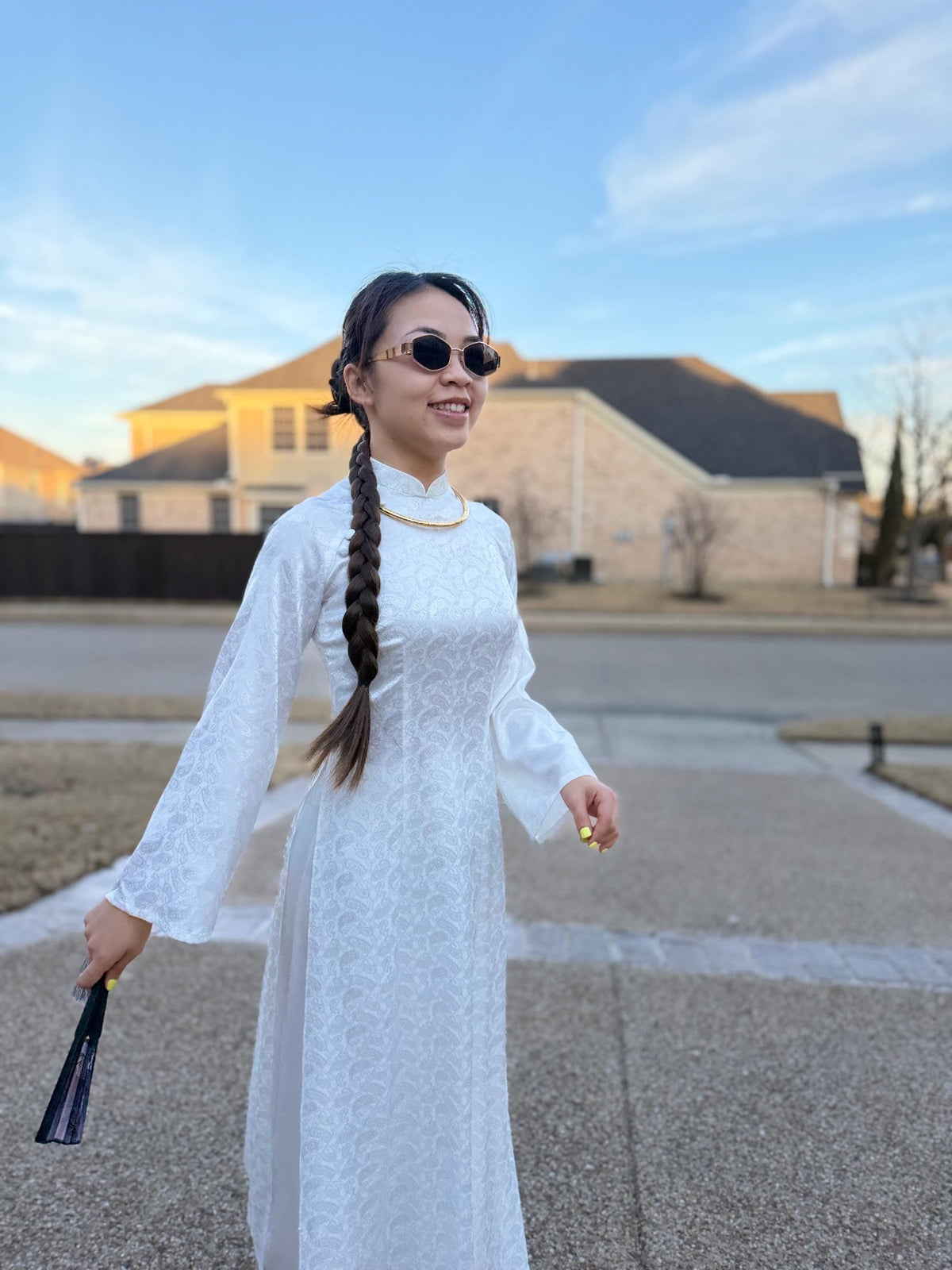 Vietnamese aodai UyenAn red or white ao dai, pants included