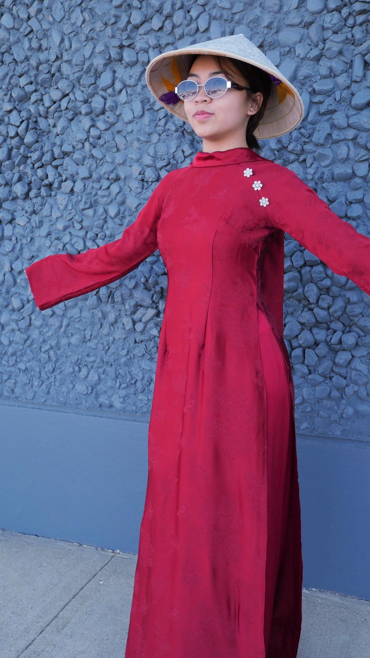NhuY Vietnamese aodai red, pants included