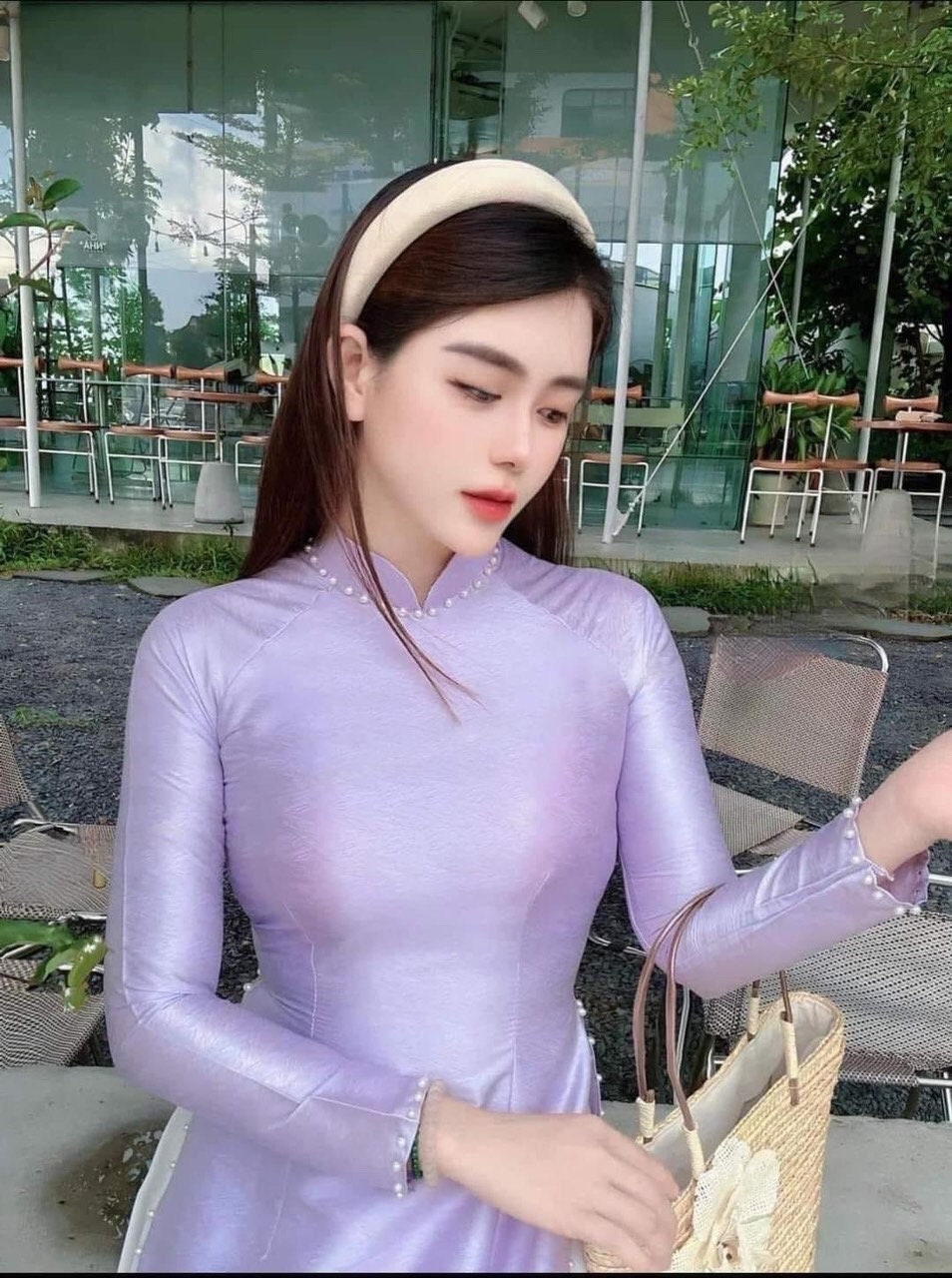 LuaVanXuoc Vietnamese aodai lilac, pants included