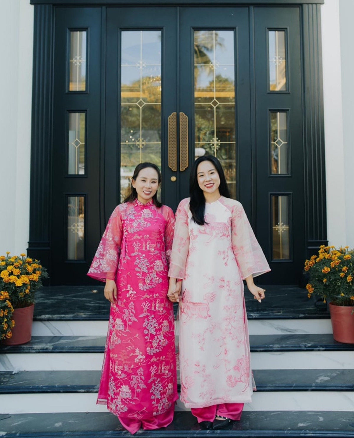 Vietnamese ao dai KyLan pink loose style, pants included