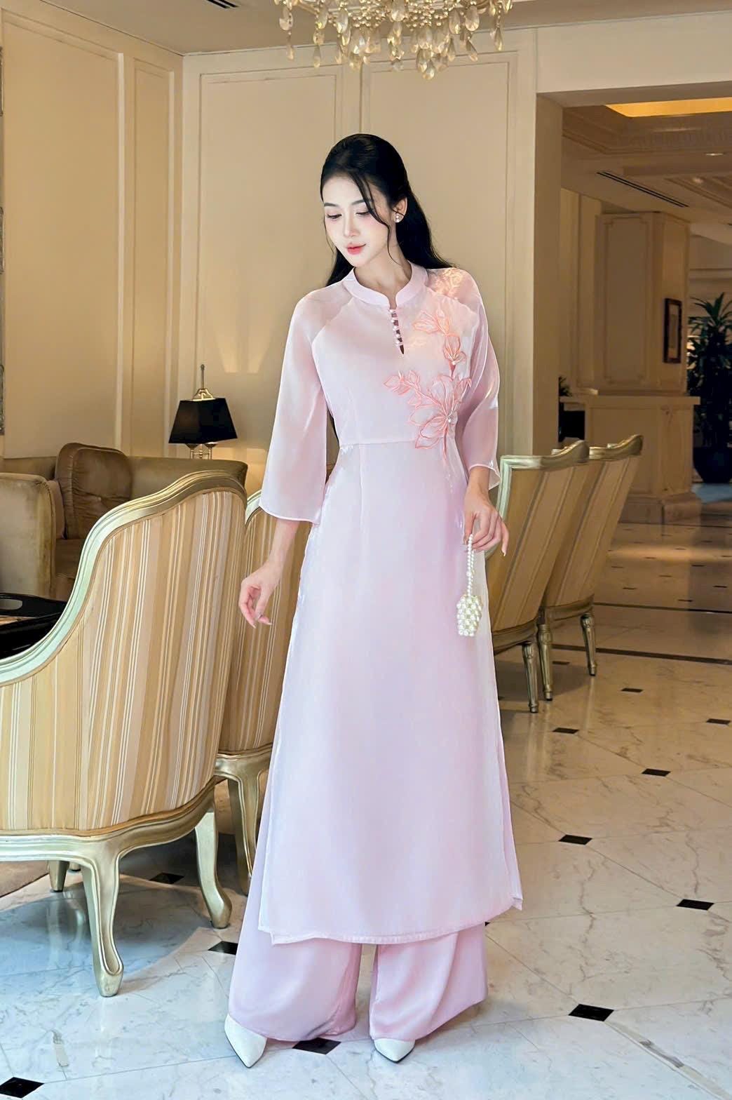 DieuLien Vietnamese aodai pink, pants included