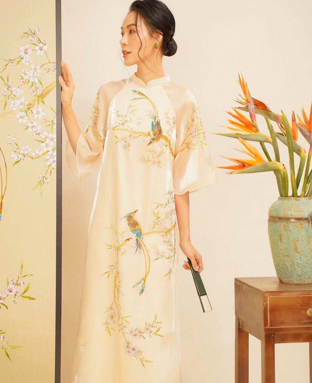 Vietnamese ao dai MaiVjen loose style, pants included