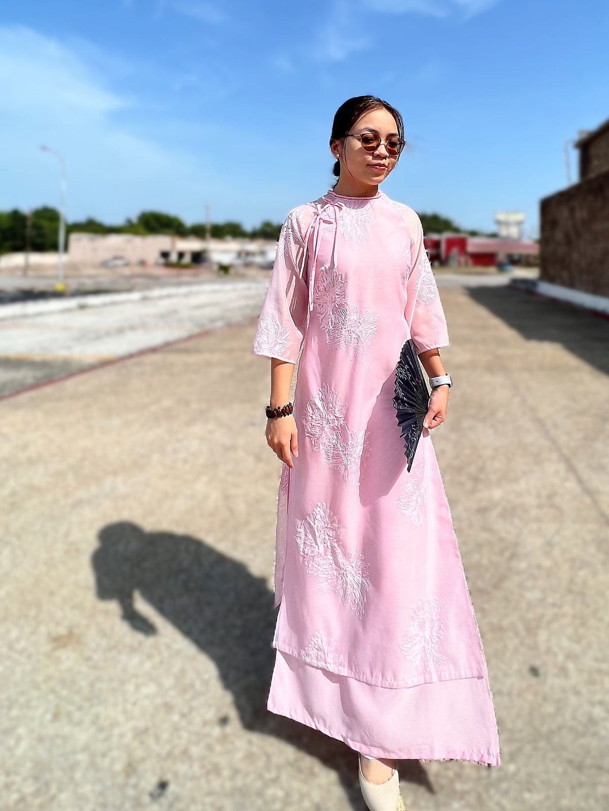 QuynhHoa Vietnamese aodai pink, pants included