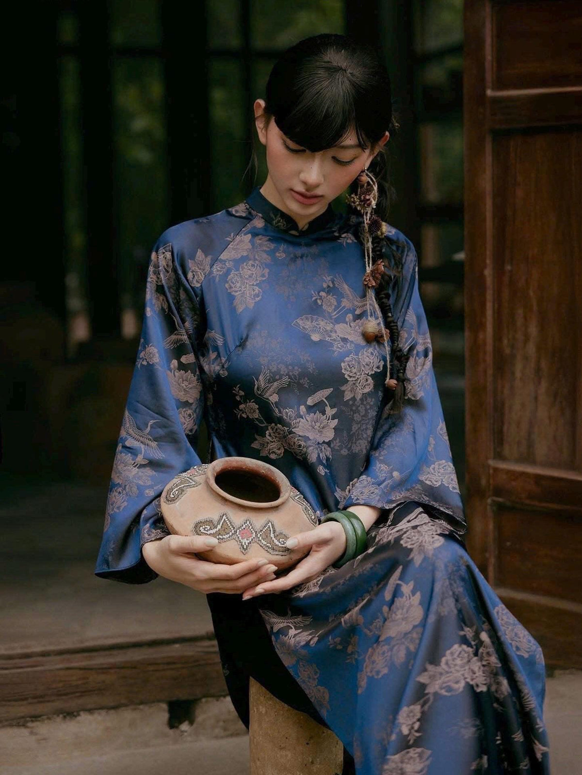ToNga Vietnamese aodai navy blue, pants included