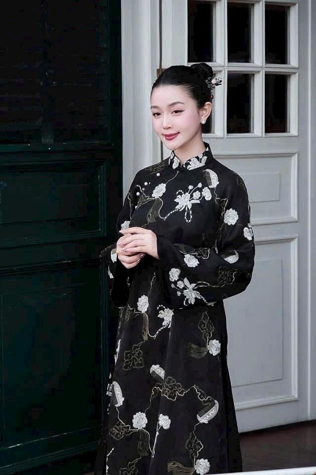 DienHy Vietnamese ao dai pink or black, pants included