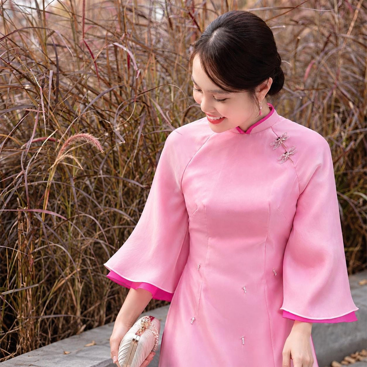 LuaTo Vietnamese aodai pink, pants included