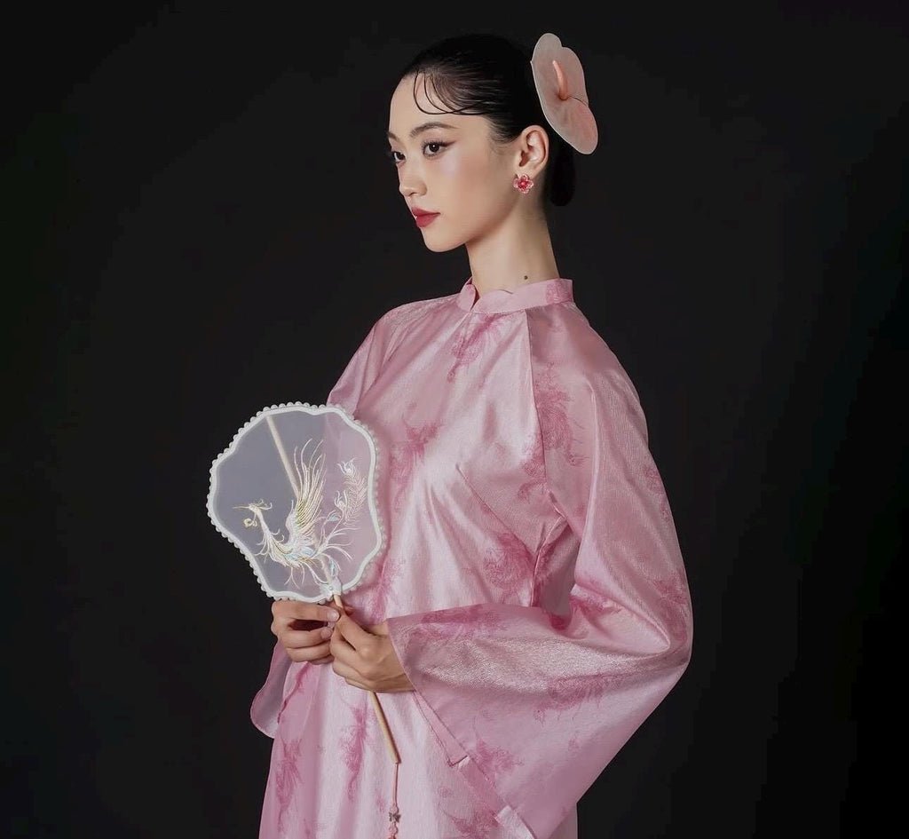 PhungHoa Vietnamese ao dai light pink, pants included