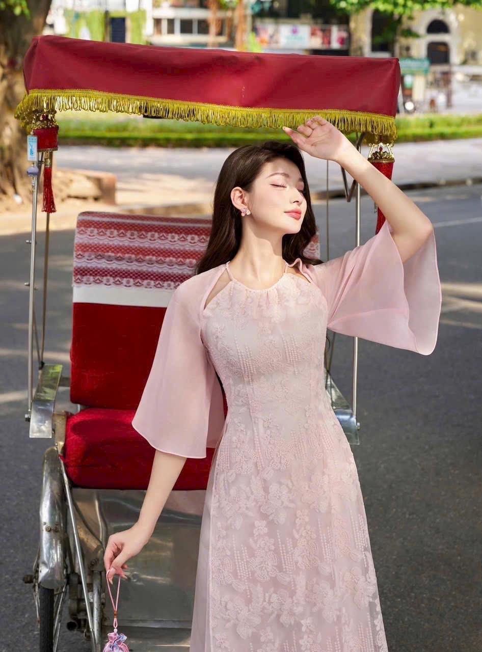 Lacey Vietnamese pink aodai, pants included