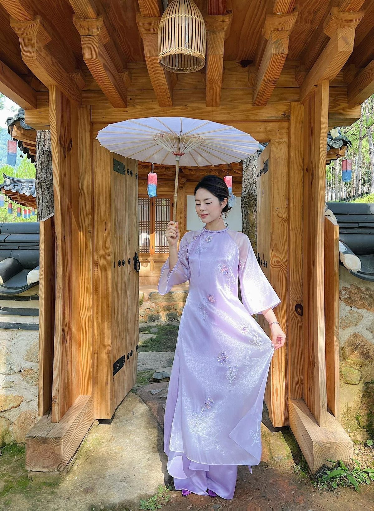 Vietnamese ao dai Bongbi aodai purple, pants included