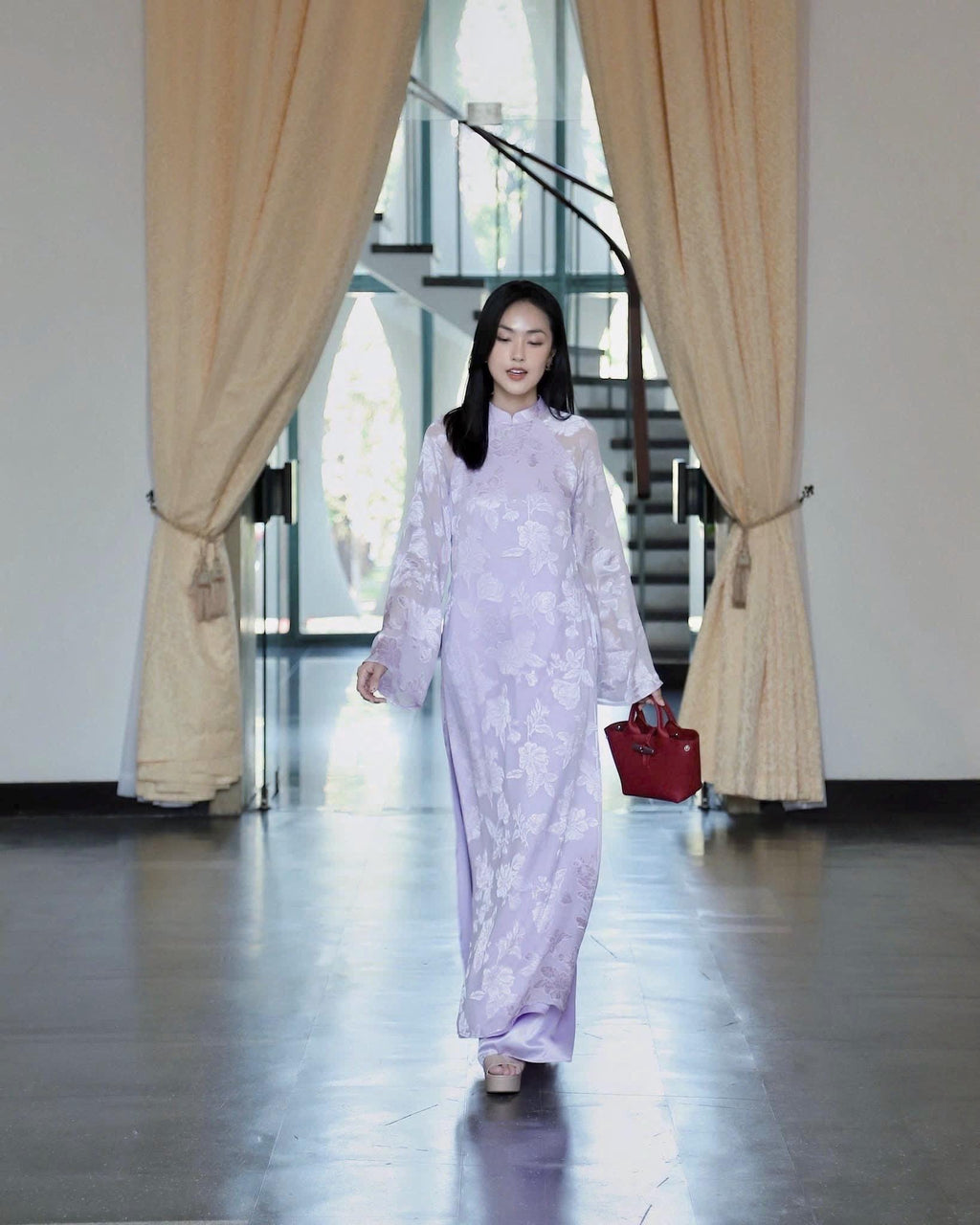 ToNhu Vietnamese aodai purple, pants included