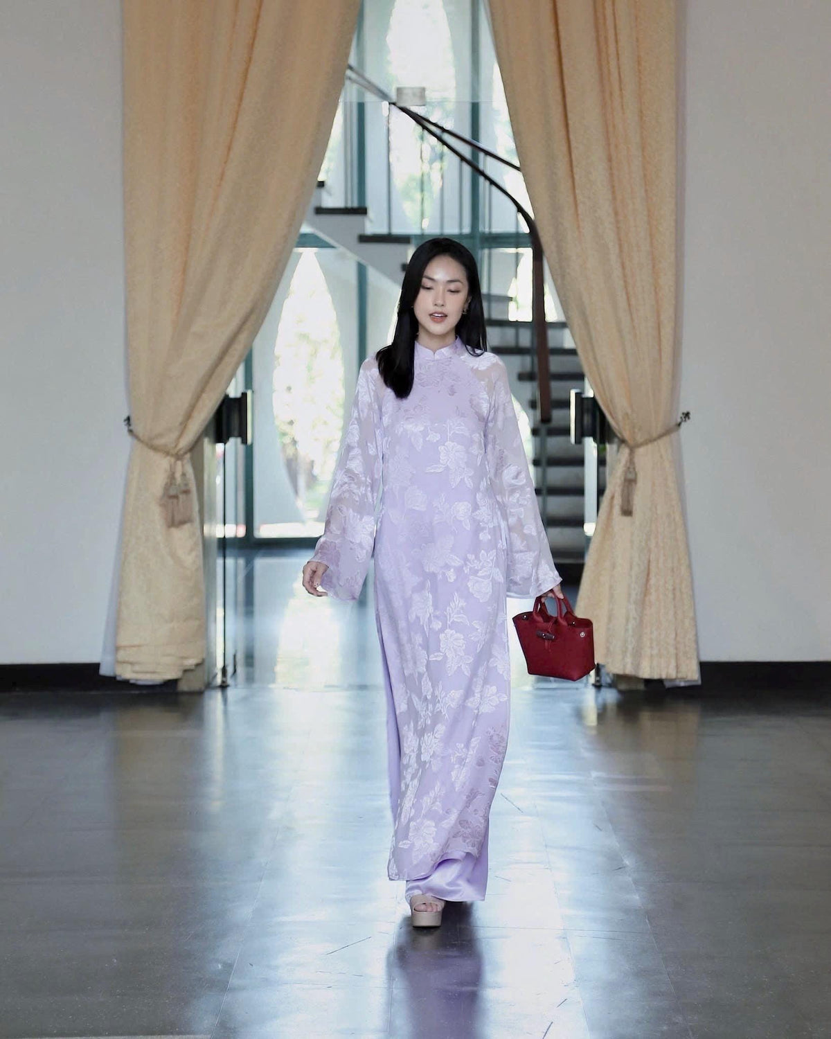 ToNhu Vietnamese aodai purple, pants included