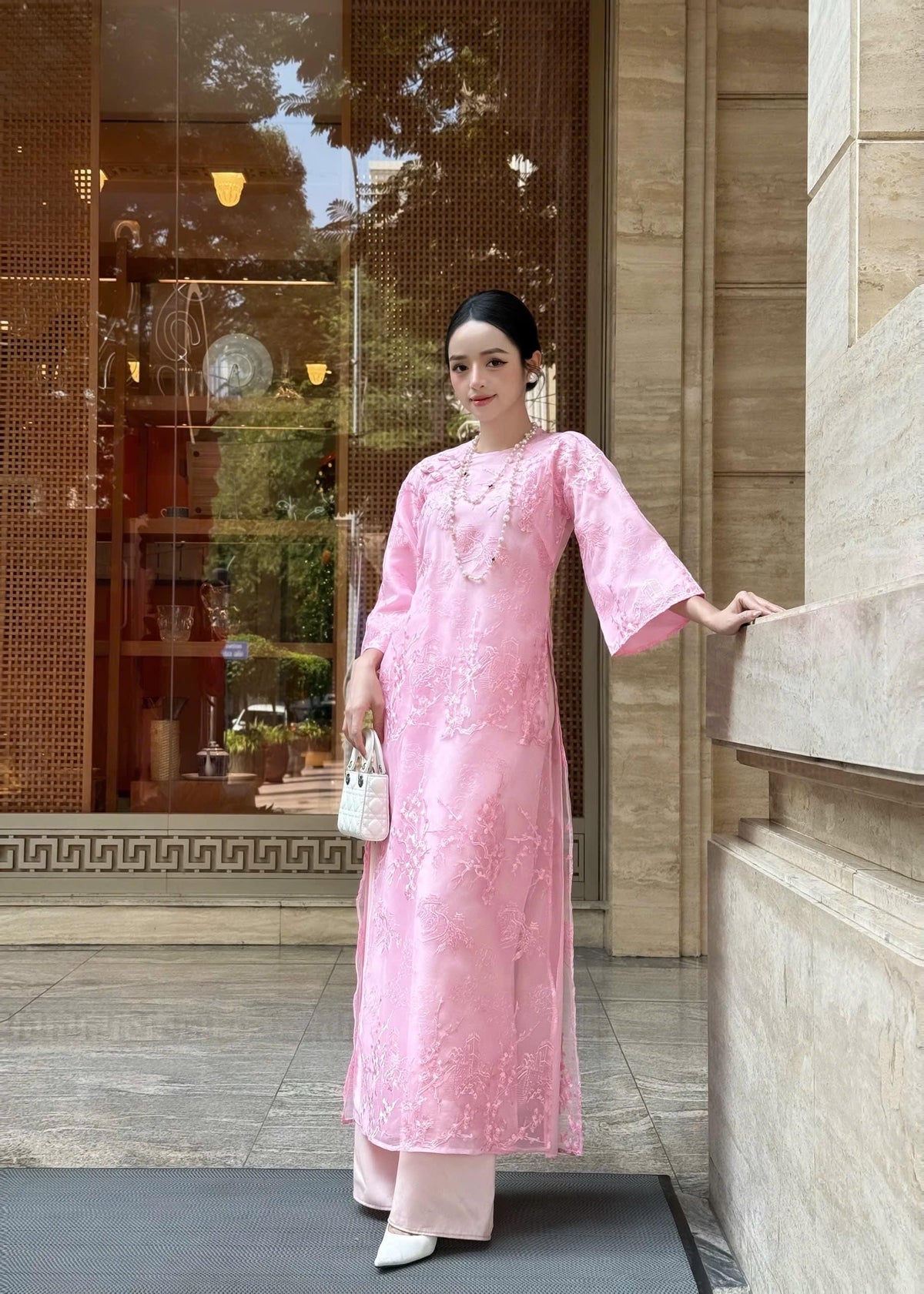 ThuyChi Vietnamese aodai  pink, pants included