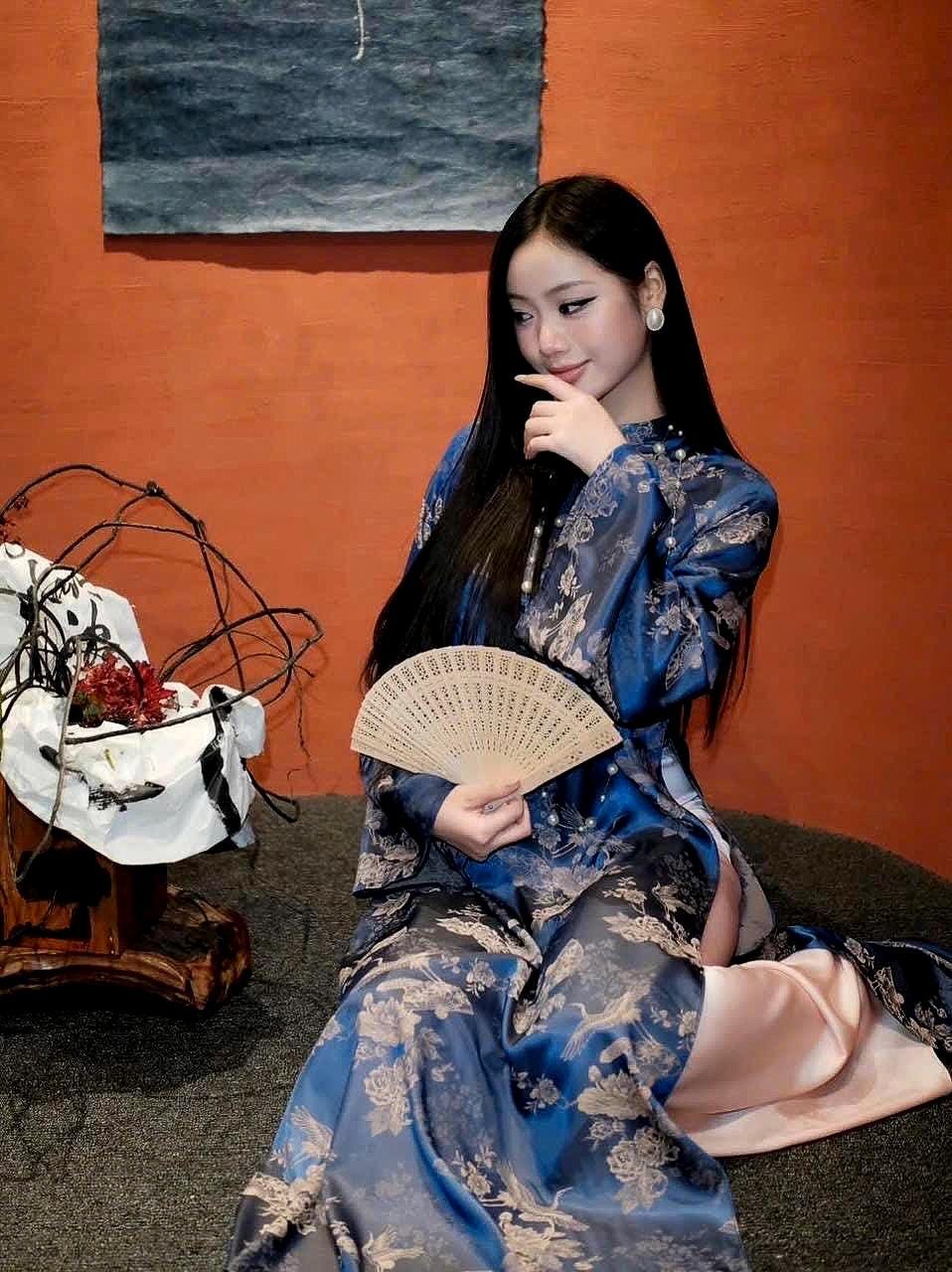ToNga Vietnamese aodai navy blue, pants included