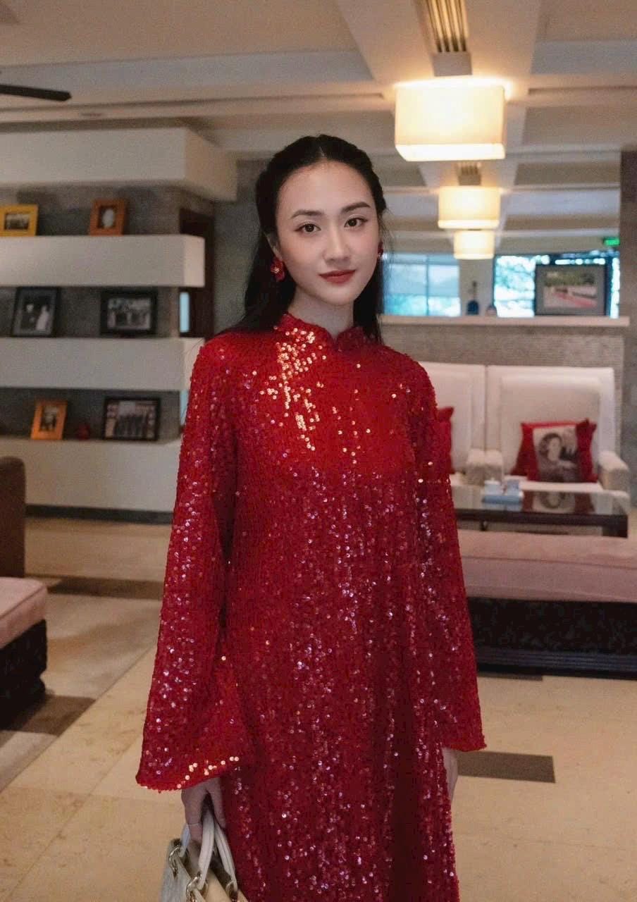 KimSa Vietnamese ao dai pure white/ red/ pink/ blue embroidery sequins silk aodai , pants included