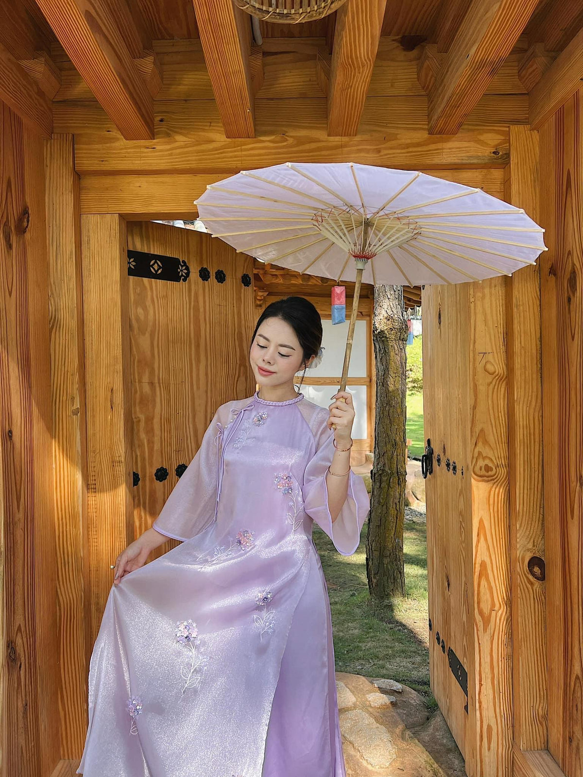 Vietnamese ao dai Bongbi aodai purple, pants included