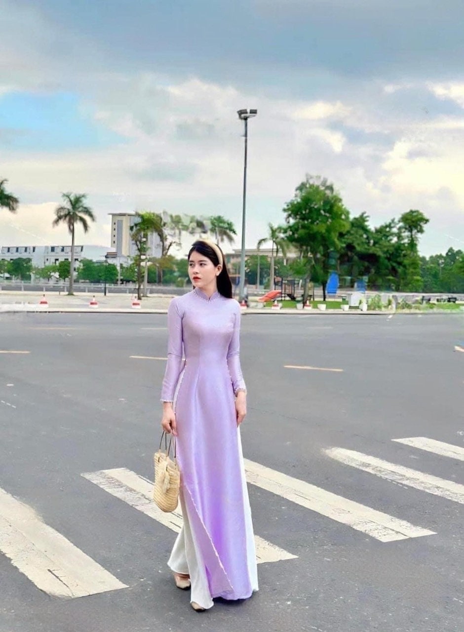 LuaVanXuoc Vietnamese aodai lilac, pants included