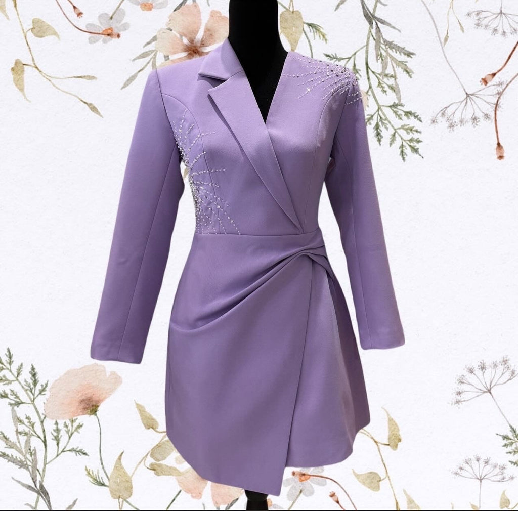 Purple/ivory blazer design dress
