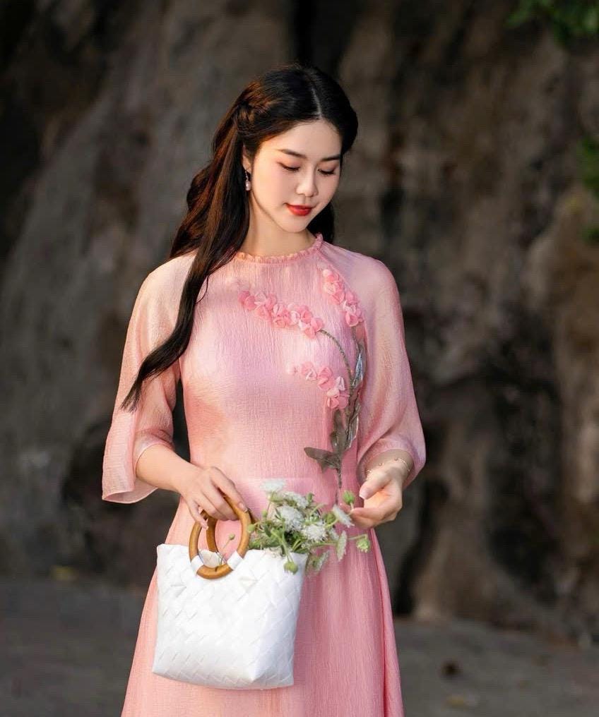 Vietnamese ao dai Lily aodai pink, pants included