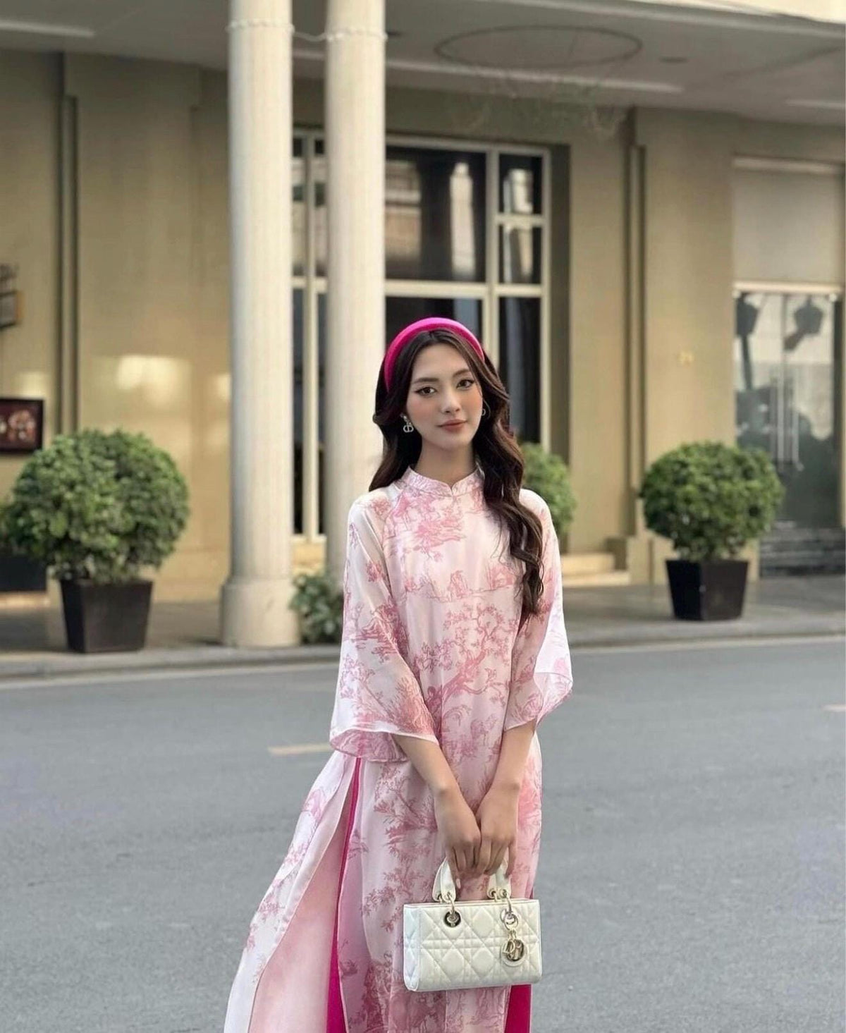 BLan Vietnamese aodai blue and pink, pants included