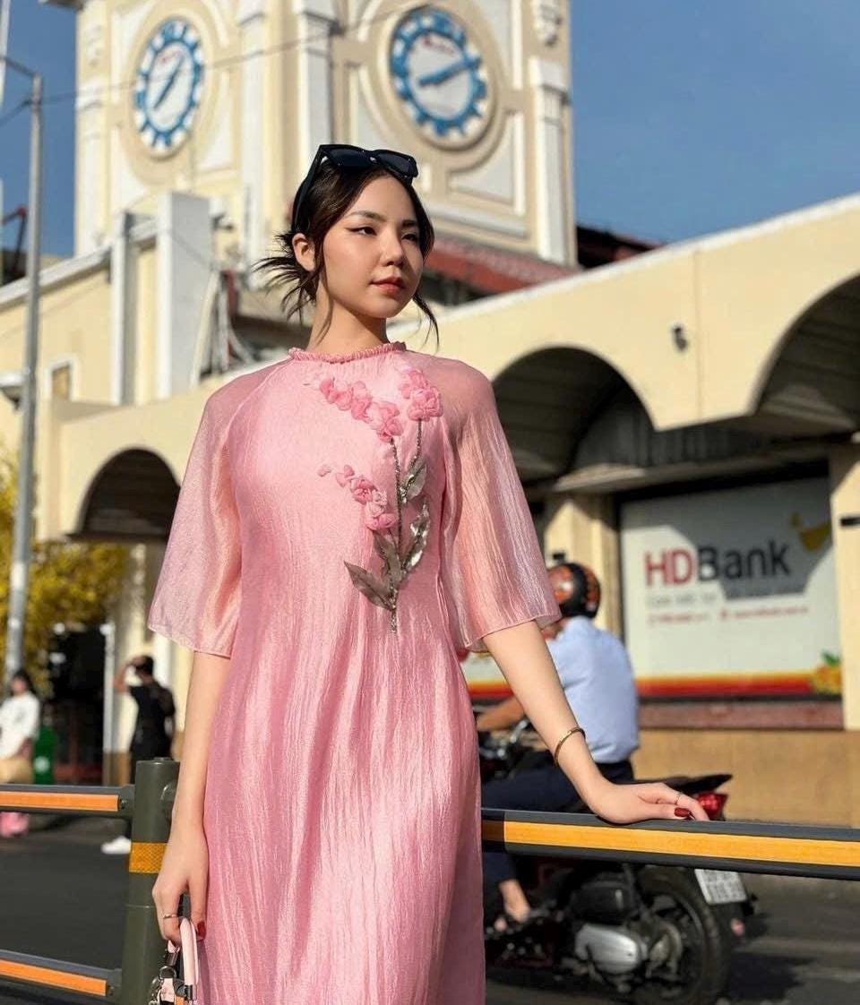 Vietnamese ao dai Lily aodai pink, pants included
