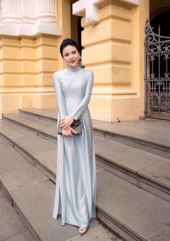 LuaVanXuoc Vietnamese ao dai mint green aodai, pants included