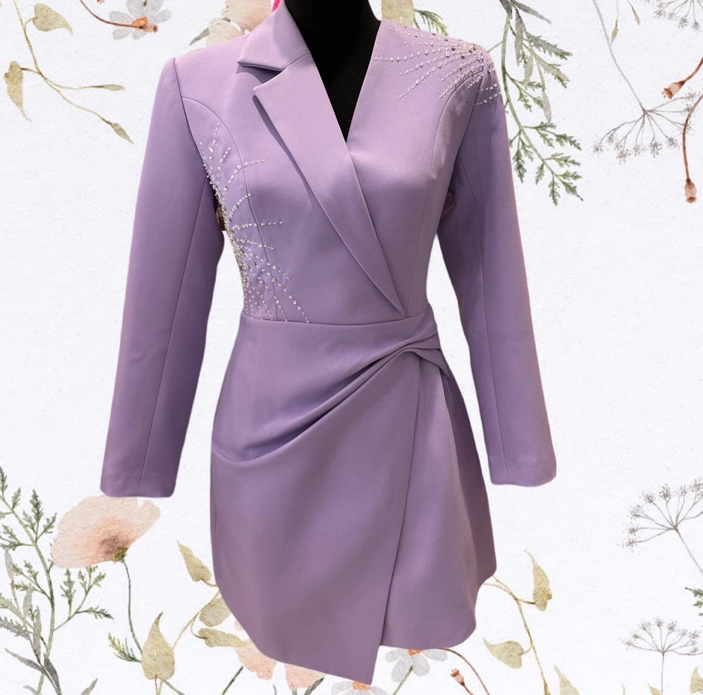 Purple/ivory blazer design dress