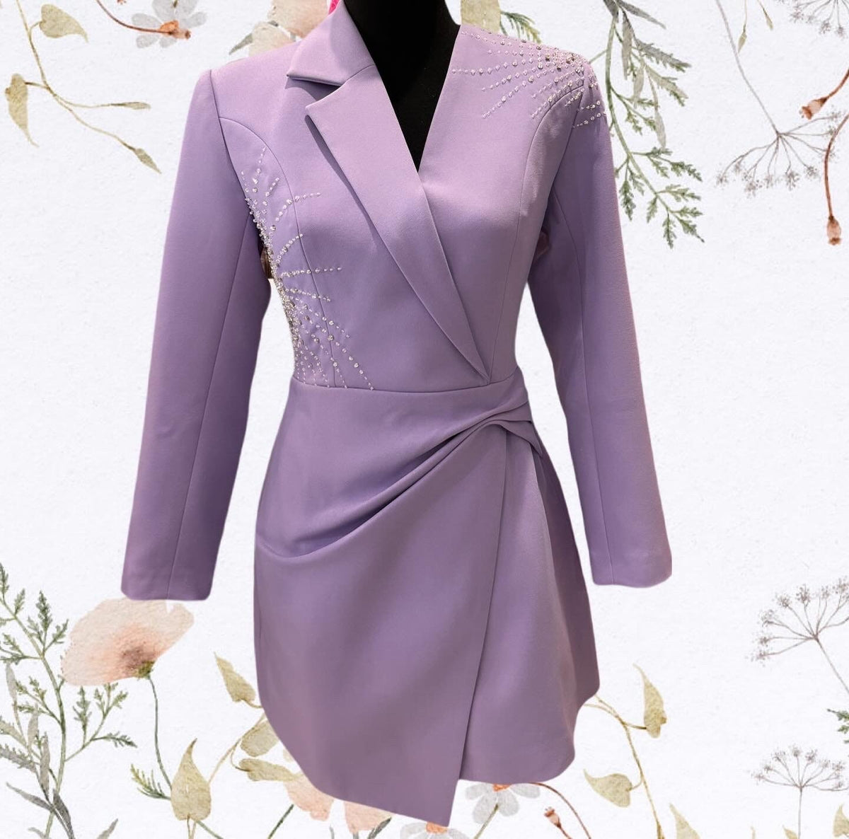 Purple/ivory blazer design dress