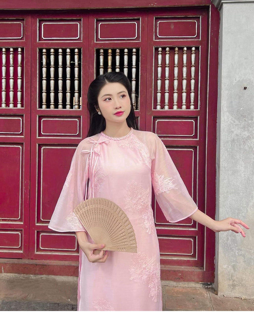 QuynhHoa Vietnamese aodai pink, pants included