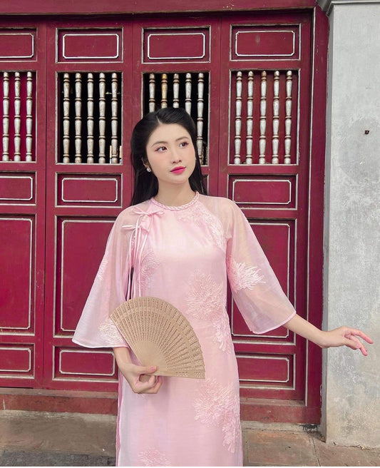 QuynhHoa Vietnamese aodai pink, pants included
