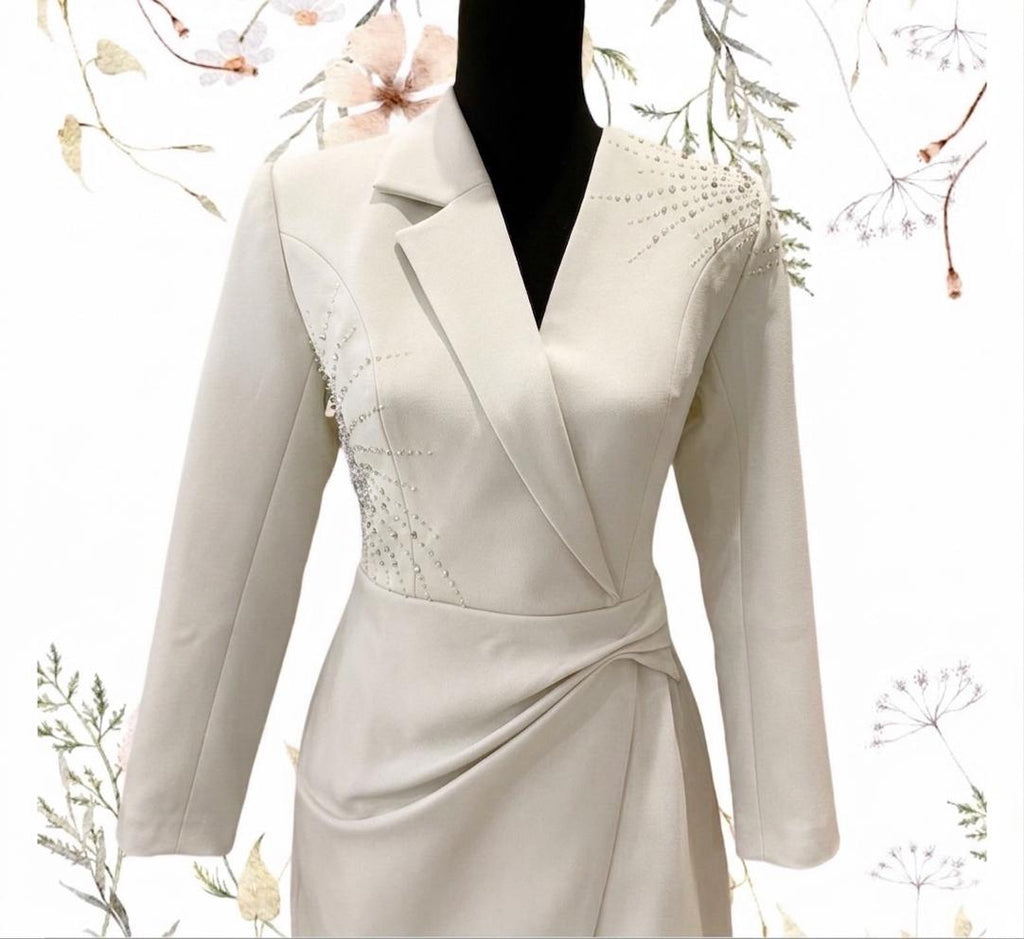 Purple/ivory blazer design dress