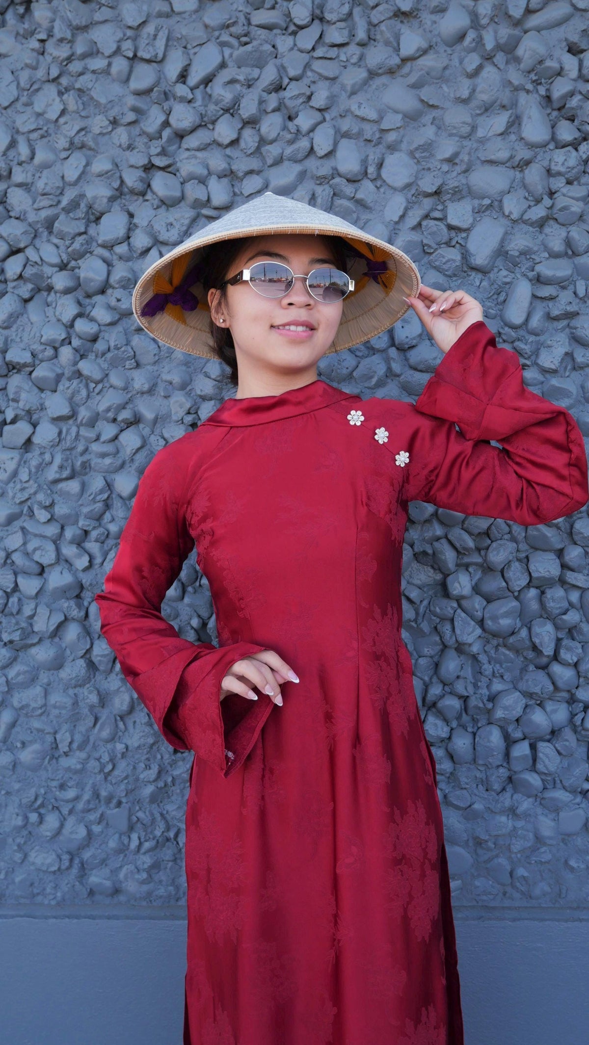 NhuY Vietnamese aodai red, pants included