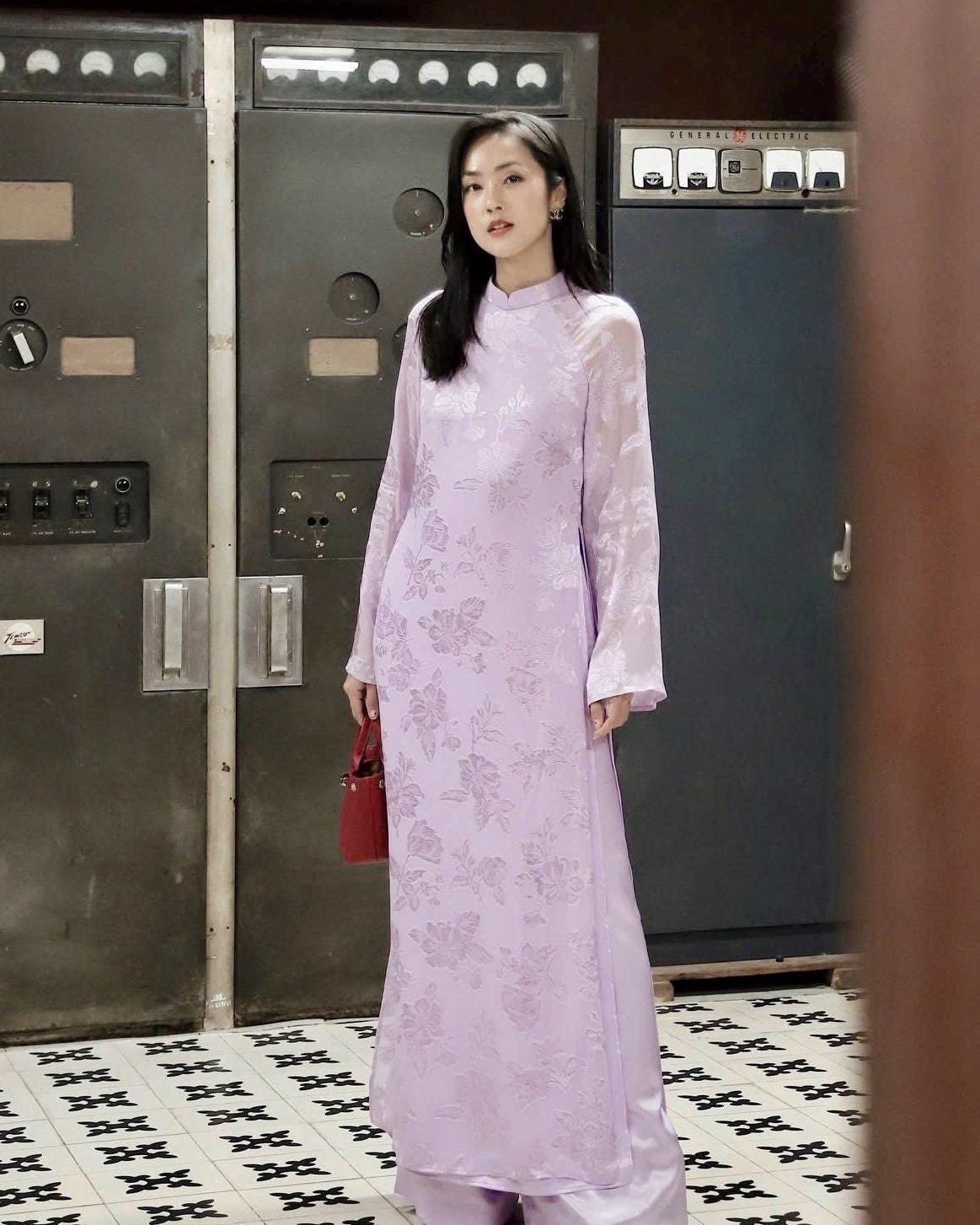 ToNhu Vietnamese aodai purple, pants included