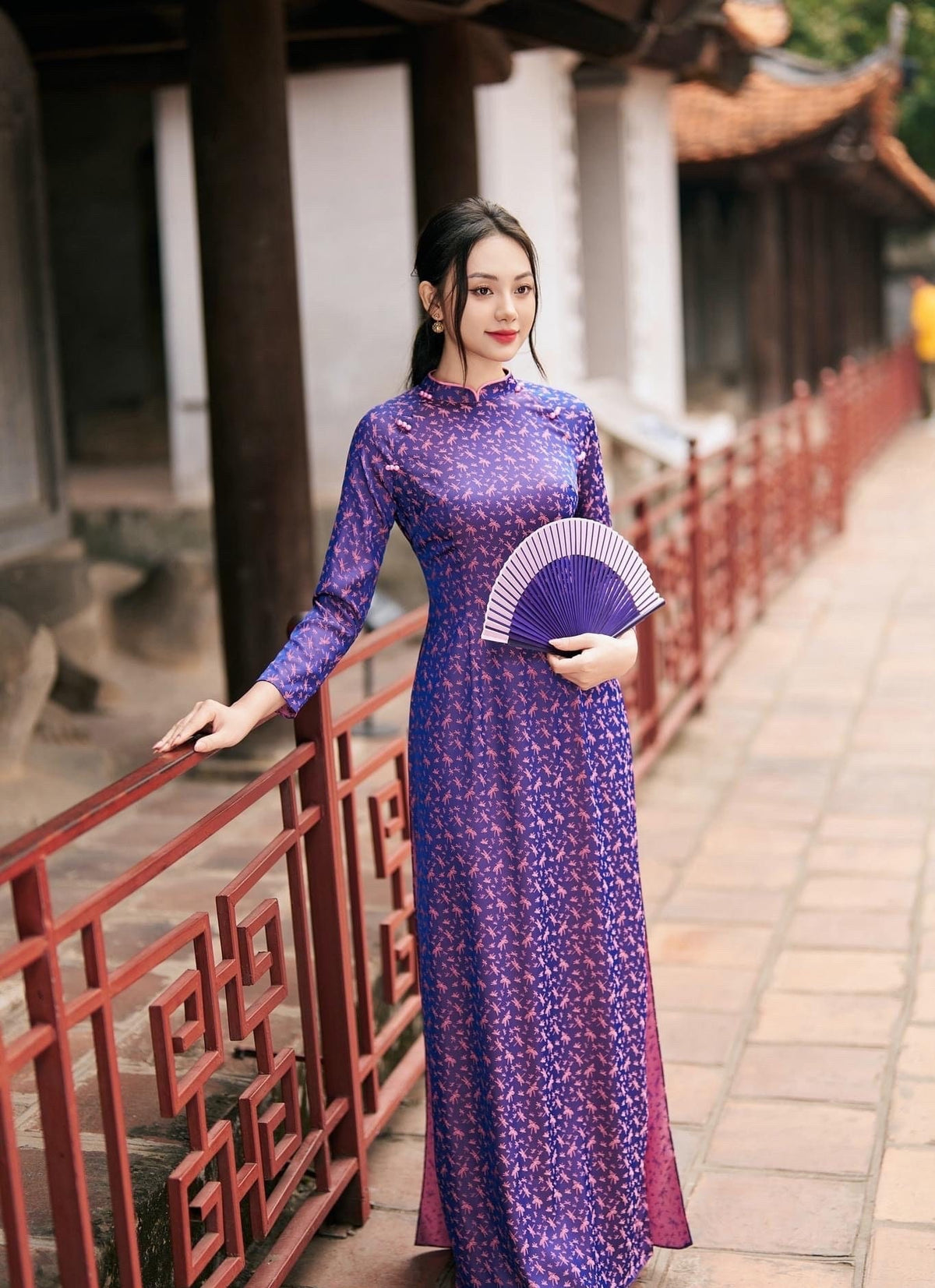 Dragonfly Vietnamese aodai purple, pants included
