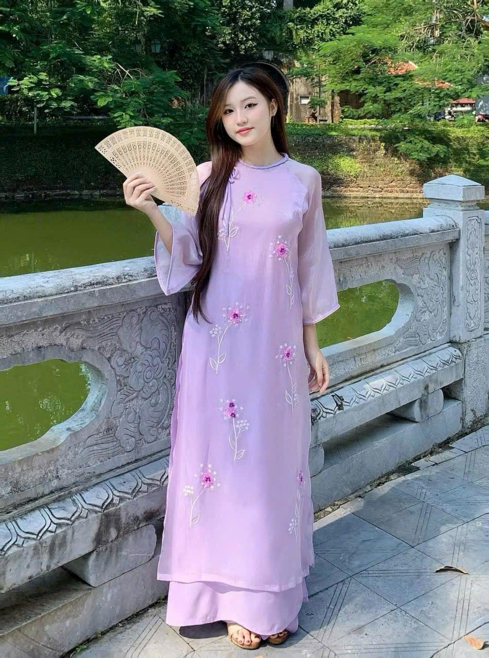 Vietnamese ao dai Bongbi aodai purple, pants included