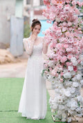 Bridal Vietnamese ao dai for wedding, pants included