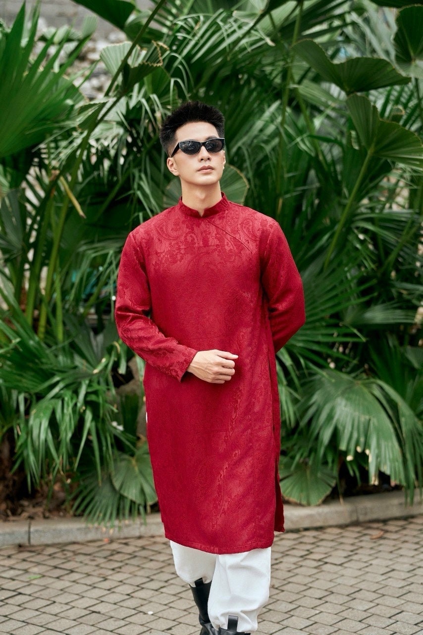LongCong Men Vietnamese aodai Gam Red or Gray