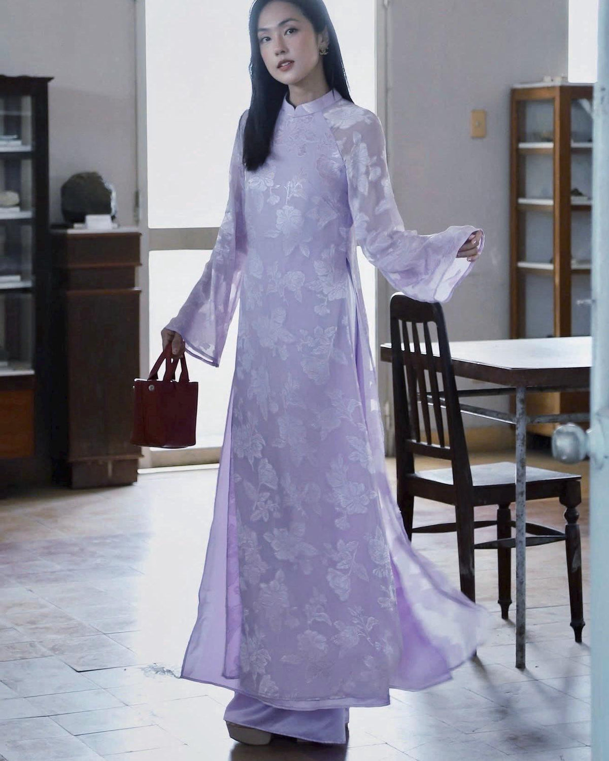 ToNhu Vietnamese aodai purple, pants included