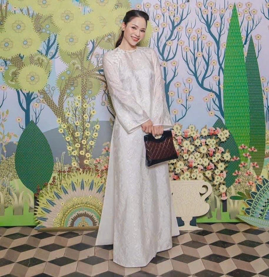 ThoKha Vietnamese ao dai white, pants included