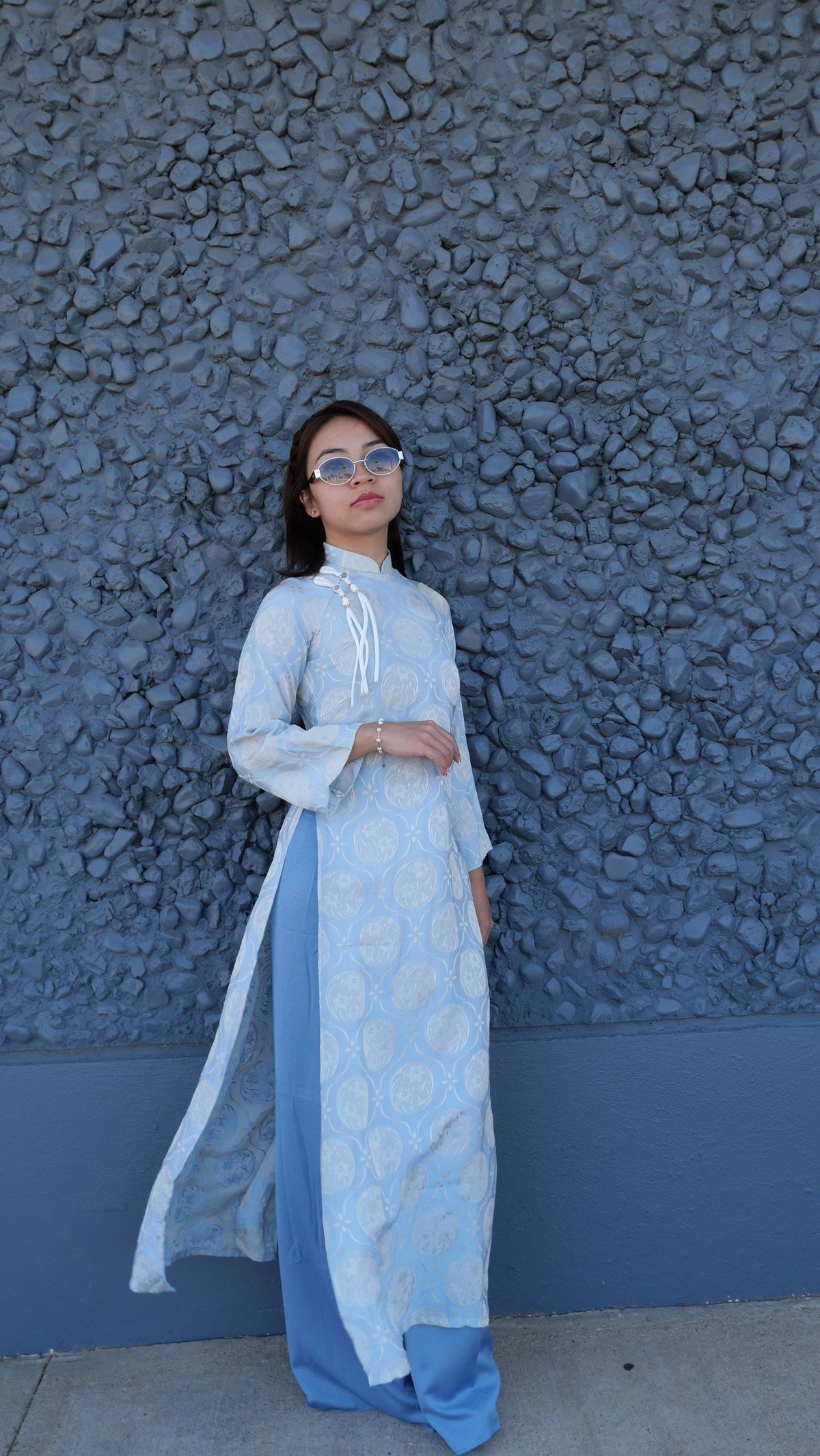 ThuyTien Vietnamese aodai light blue, pants included