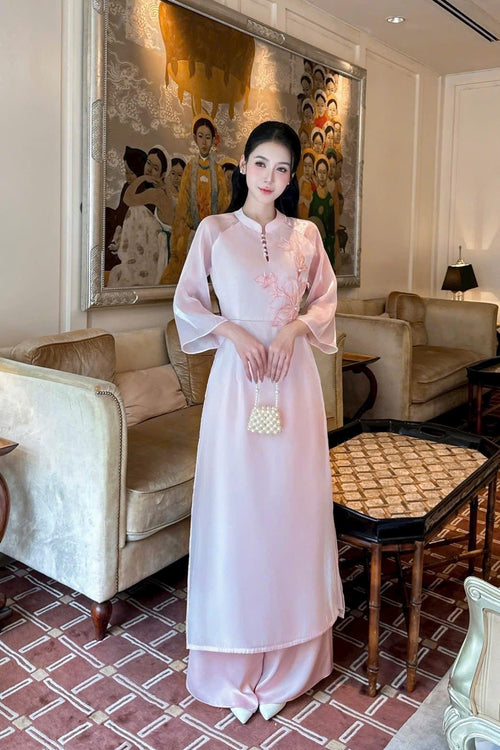 DieuLien Vietnamese aodai pink, pants included