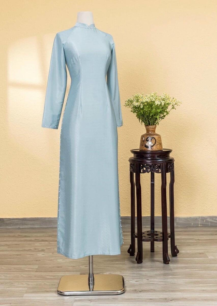 LuaVanXuoc Vietnamese ao dai mint green aodai, pants included