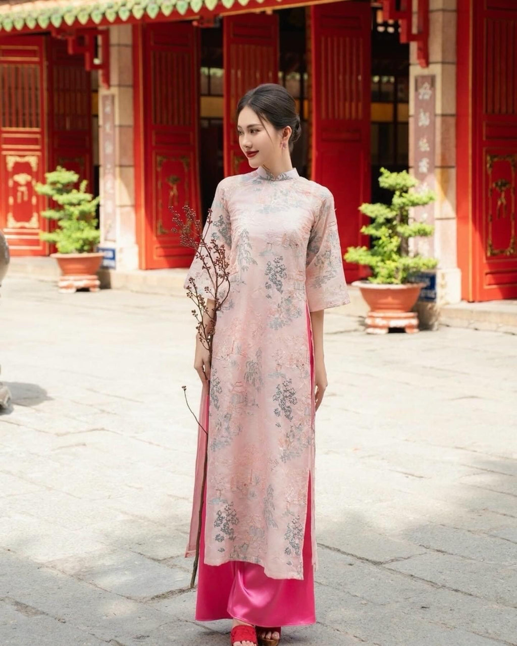 ThuyHan Vietnamese aodai light pink, pants included