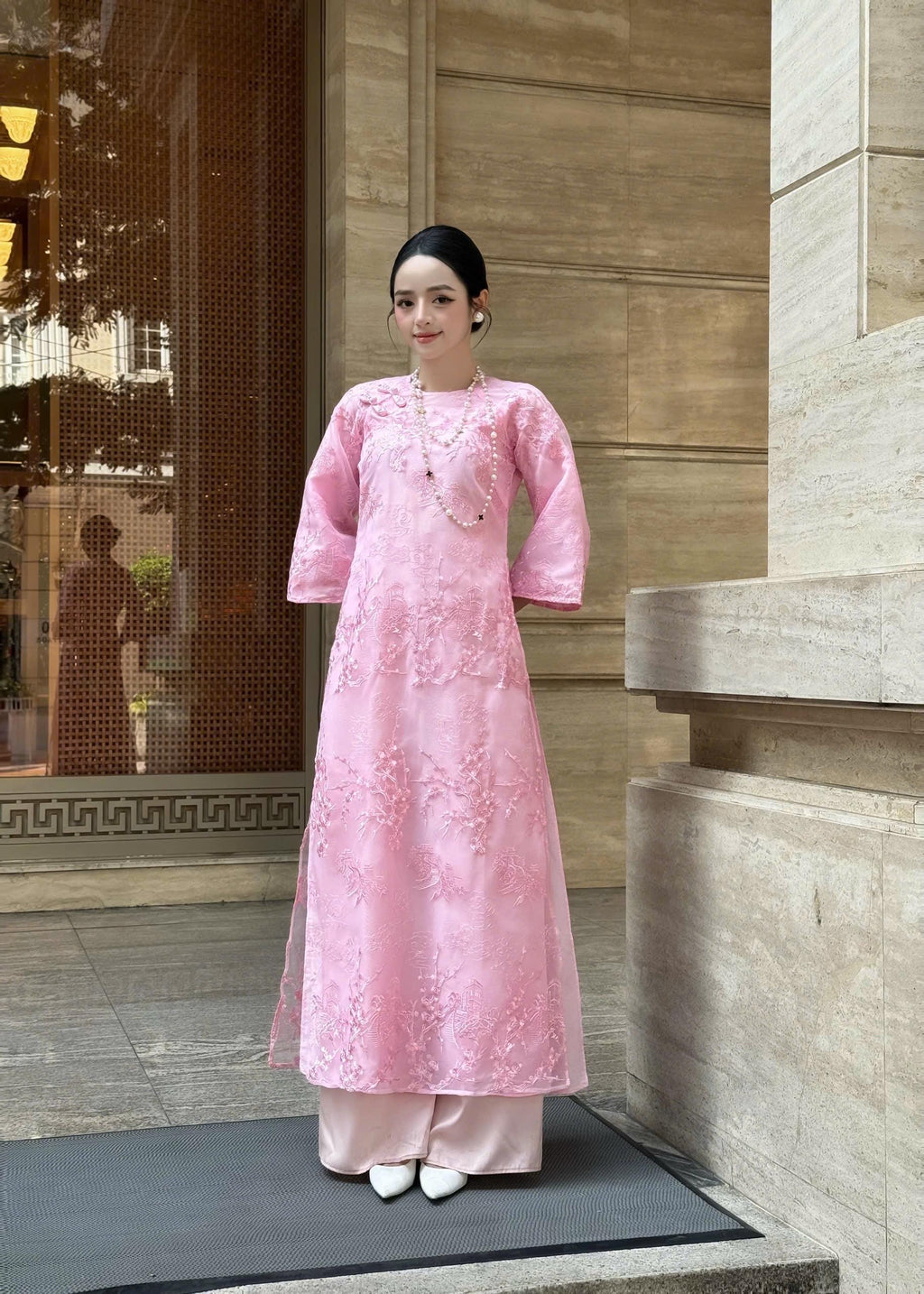 ThuyChi Vietnamese aodai  pink, pants included