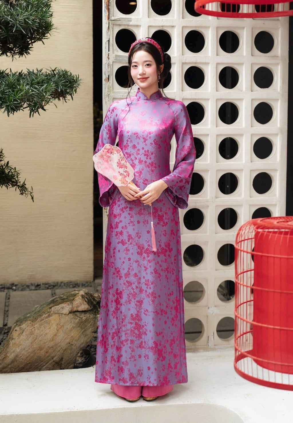 NhuMai Vietnamese ao dai in yellow or purple, pants included