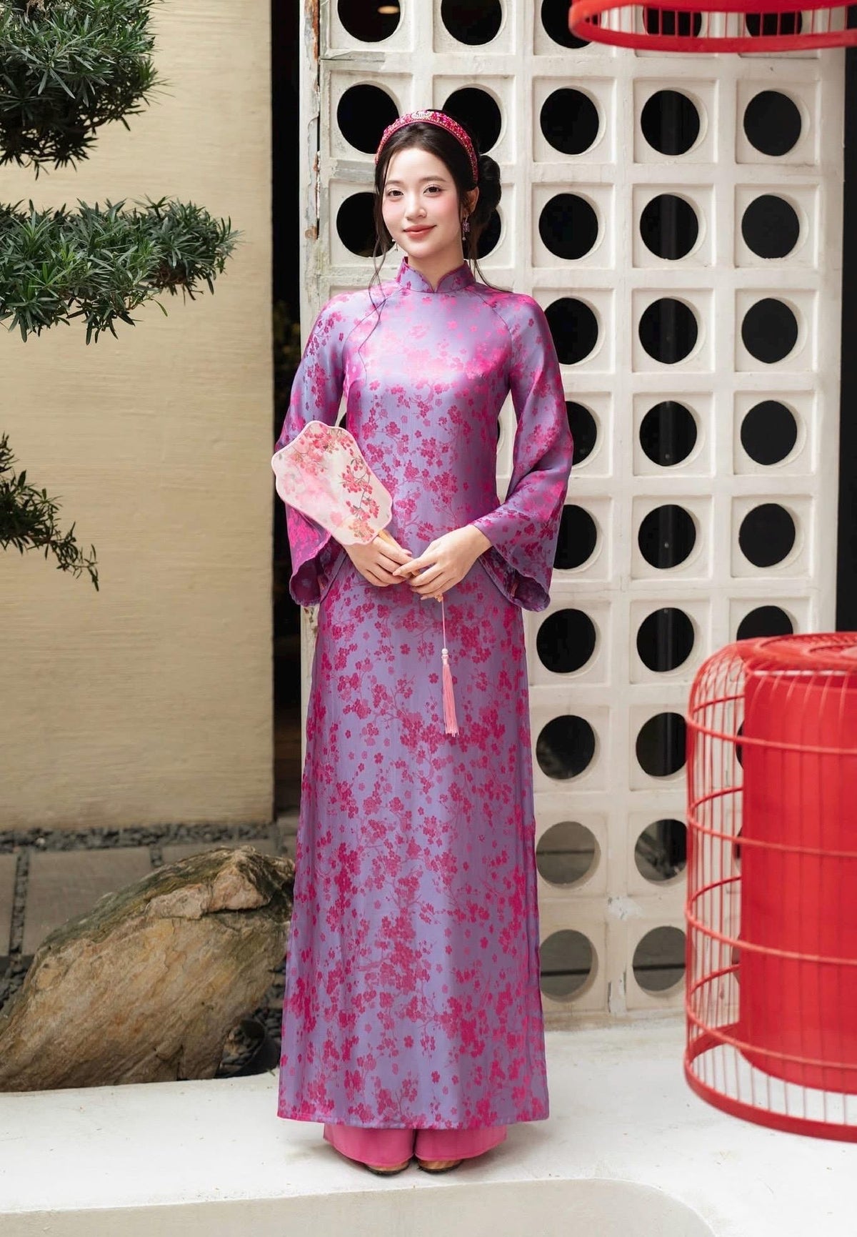 NhuMai Vietnamese ao dai in yellow or purple, pants included
